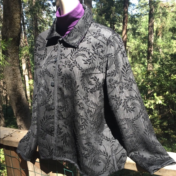 Reversible brocade purple/black jacket vintage velvet blazer,free ship HP25x2 - Picture 6 of 11